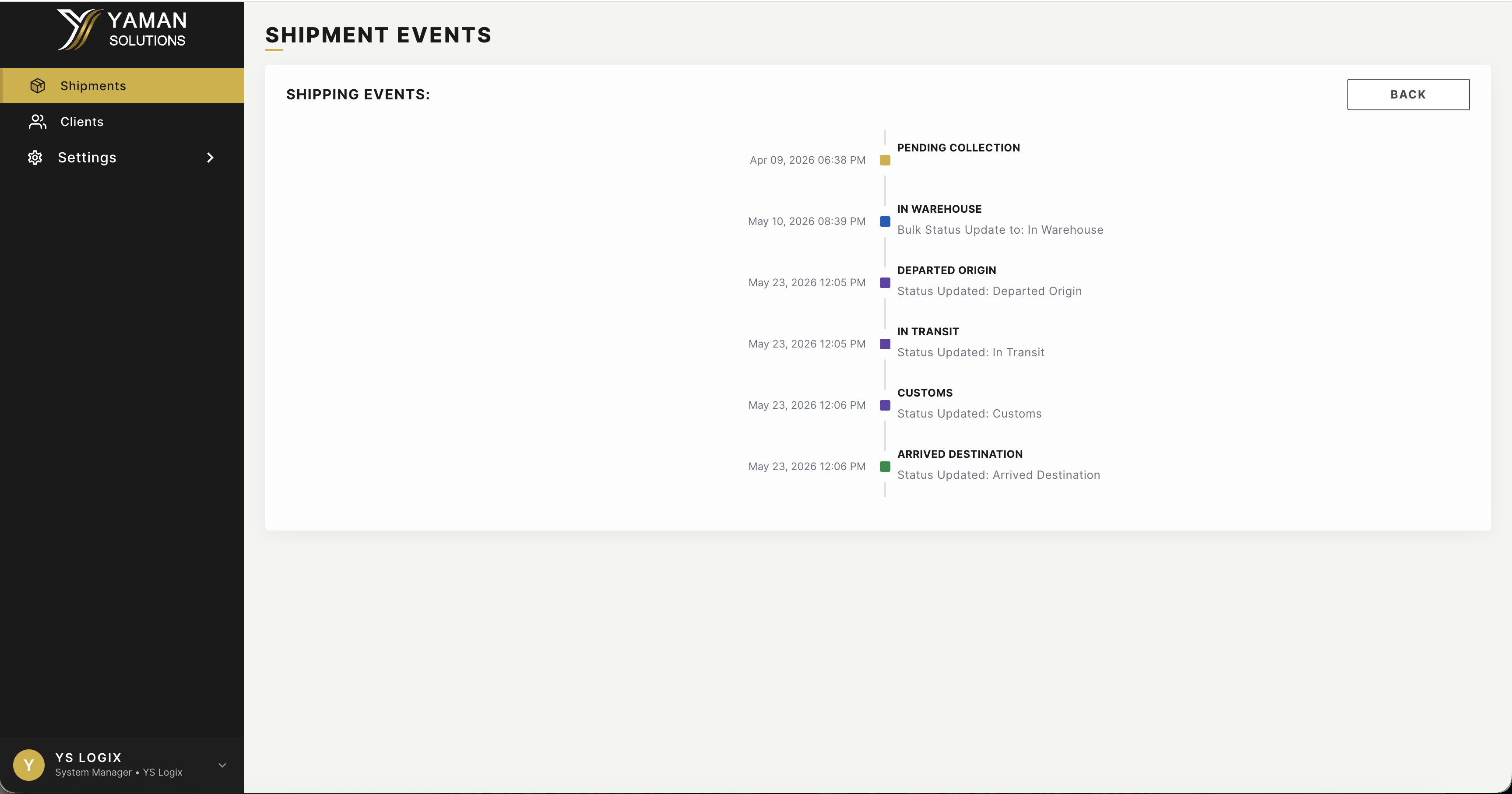 Shipment Status History